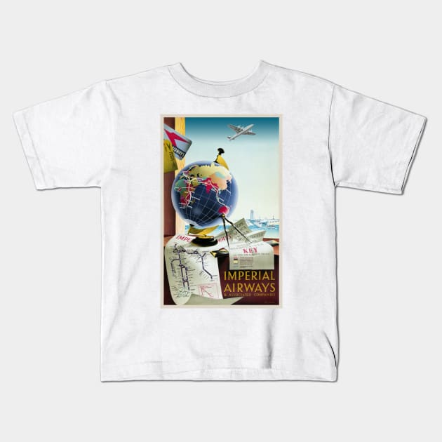 Imperial Airways UK Vintage Poster 1938 Kids T-Shirt by vintagetreasure